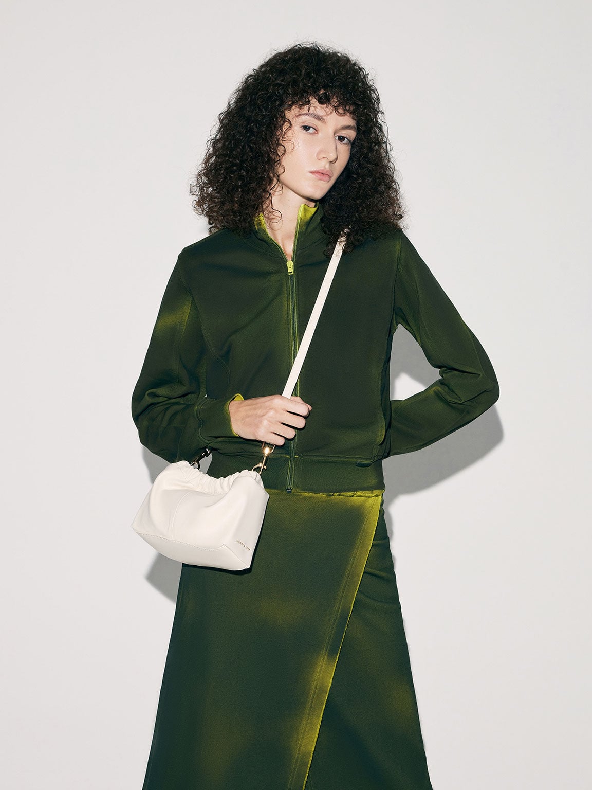 Ally Ruched Chain-Handle Bag - Cream | CHARLES & KEITH