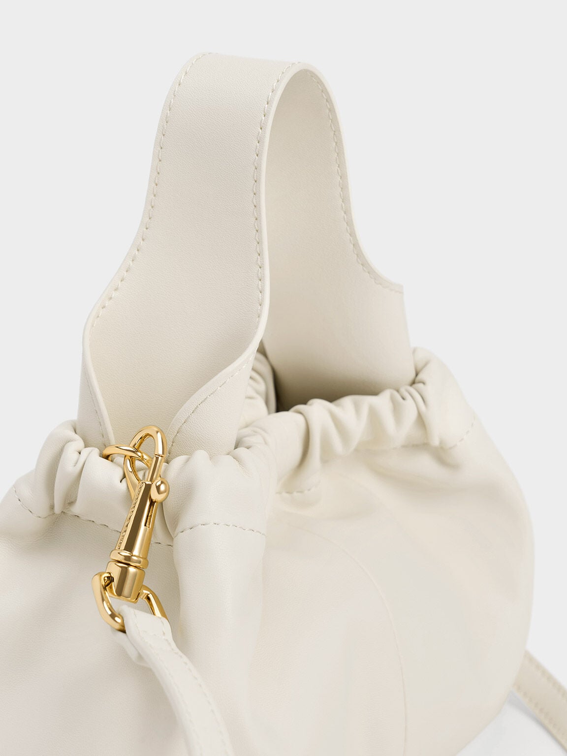 Ally Ruched Chain-Handle Bag - Cream | CHARLES & KEITH