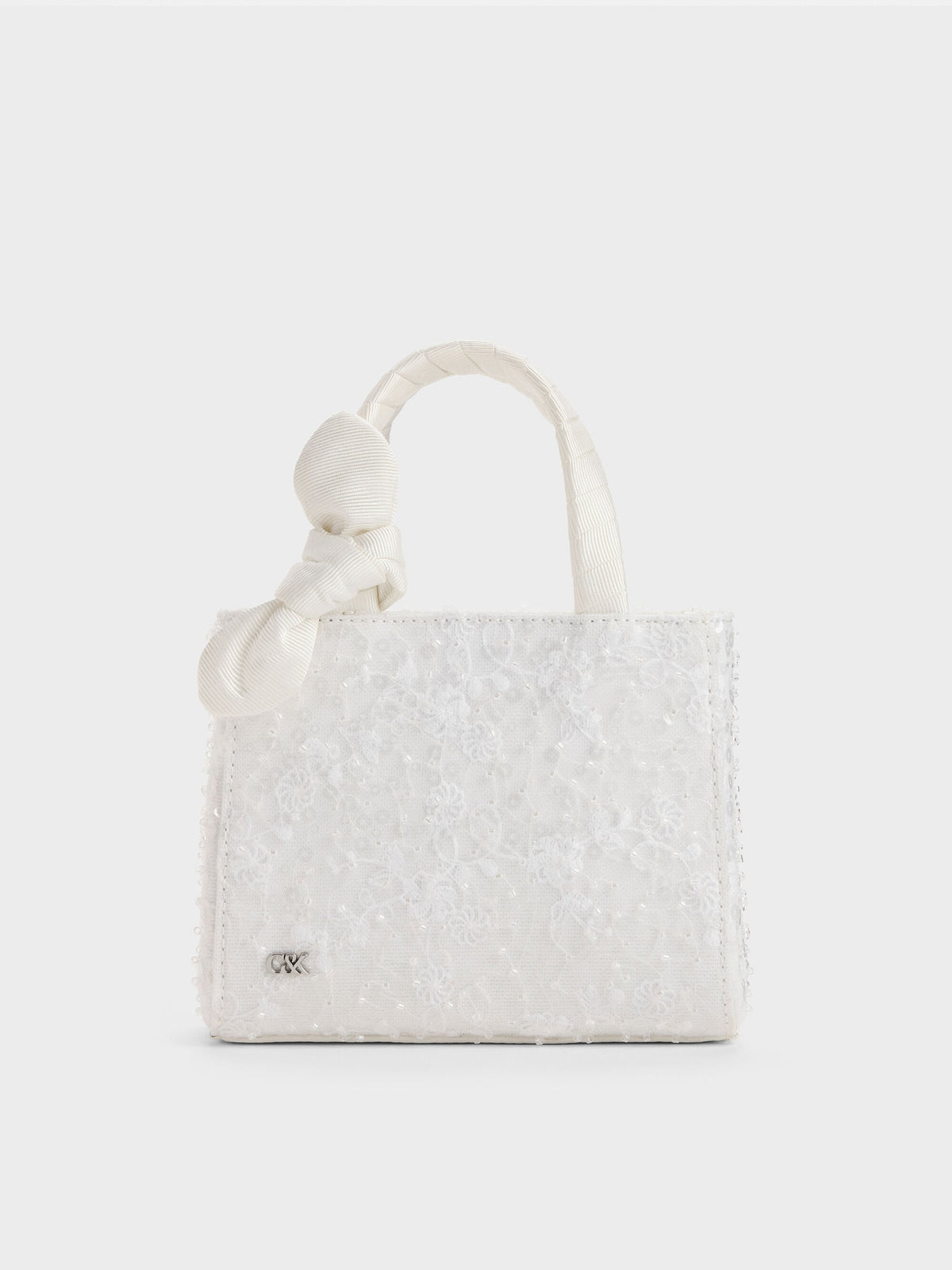 Albany Embroidered-Mesh Beaded Mini Bag - White | CHARLES & KEITH