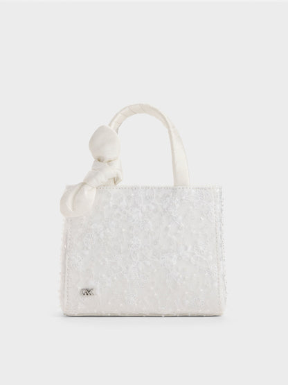 Albany Embroidered-Mesh Beaded Mini Bag - White | CHARLES & KEITH