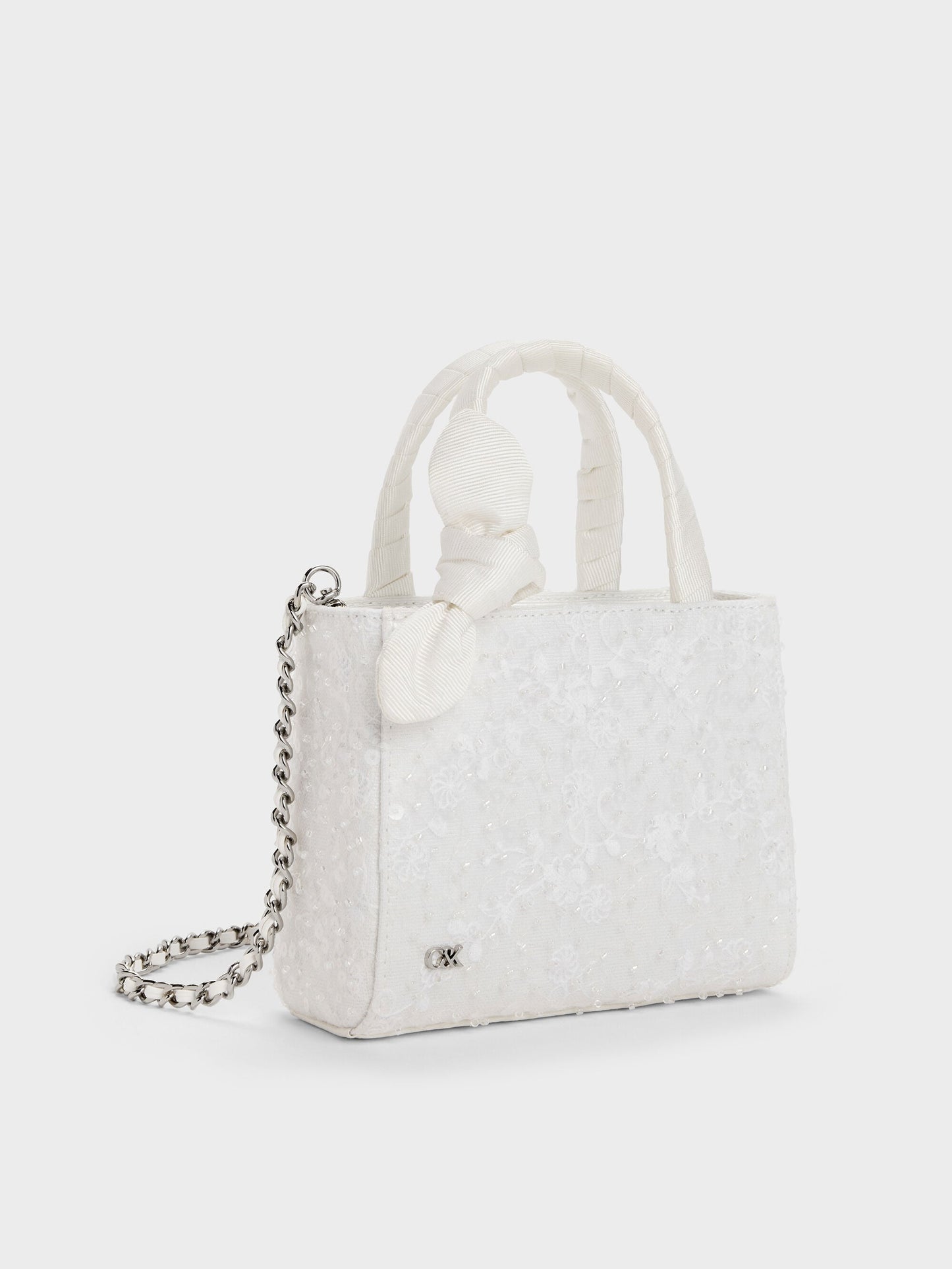 Albany Embroidered-Mesh Beaded Mini Bag - White | CHARLES & KEITH