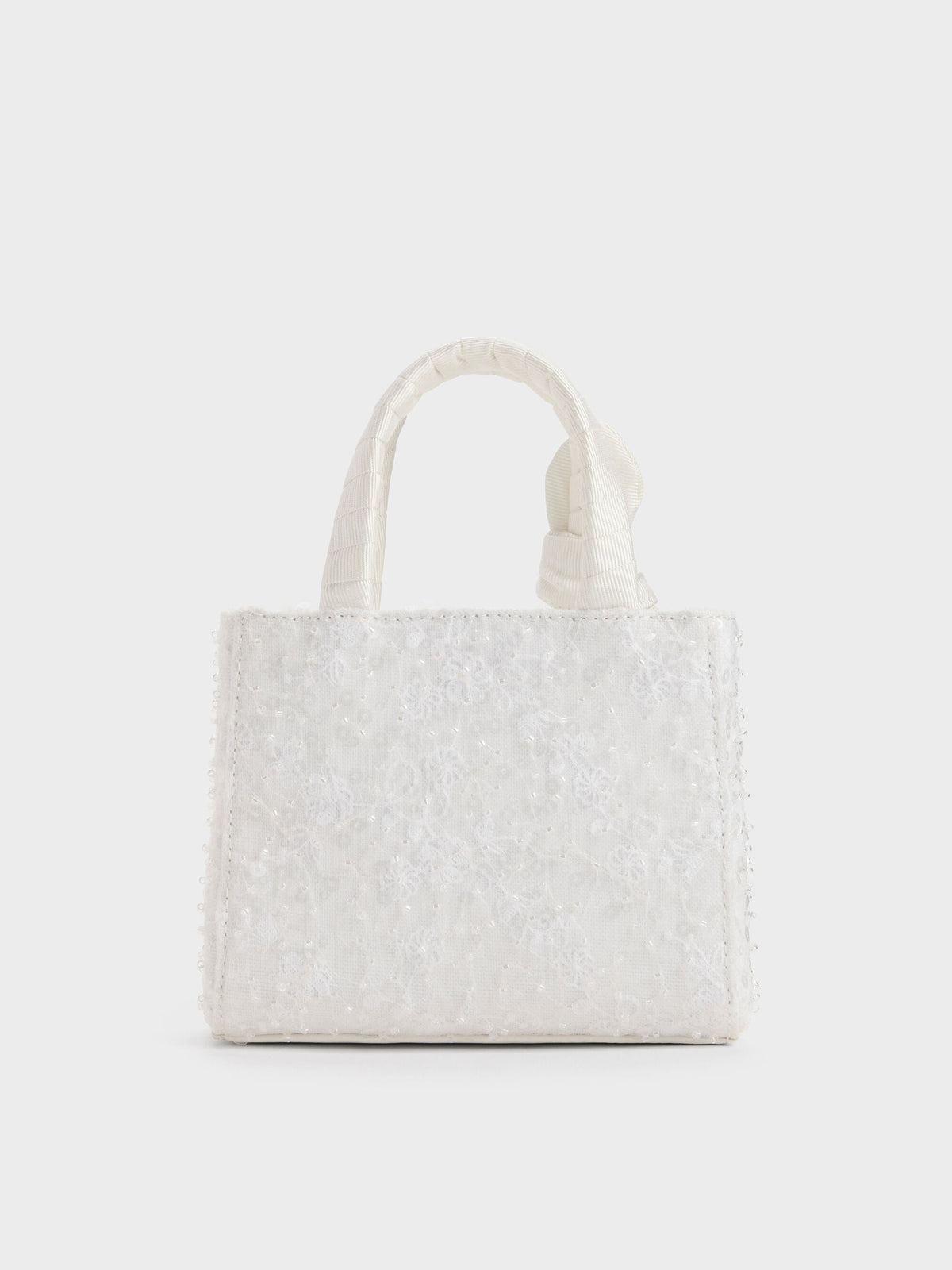Albany Embroidered-Mesh Beaded Mini Bag - White | CHARLES & KEITH
