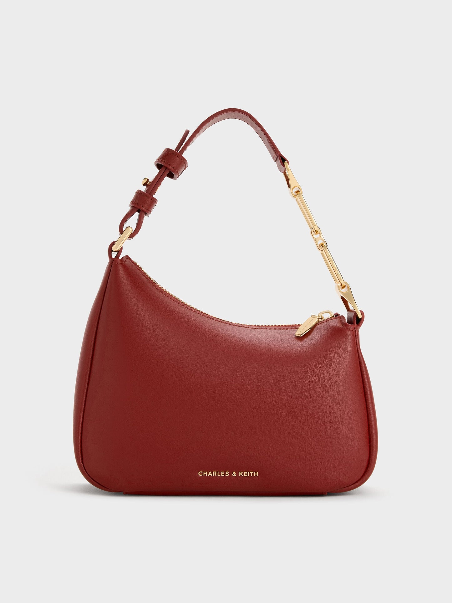 Mini Agatha Chain-Strap Shoulder Bag - Burgundy | CHARLES & KEITH