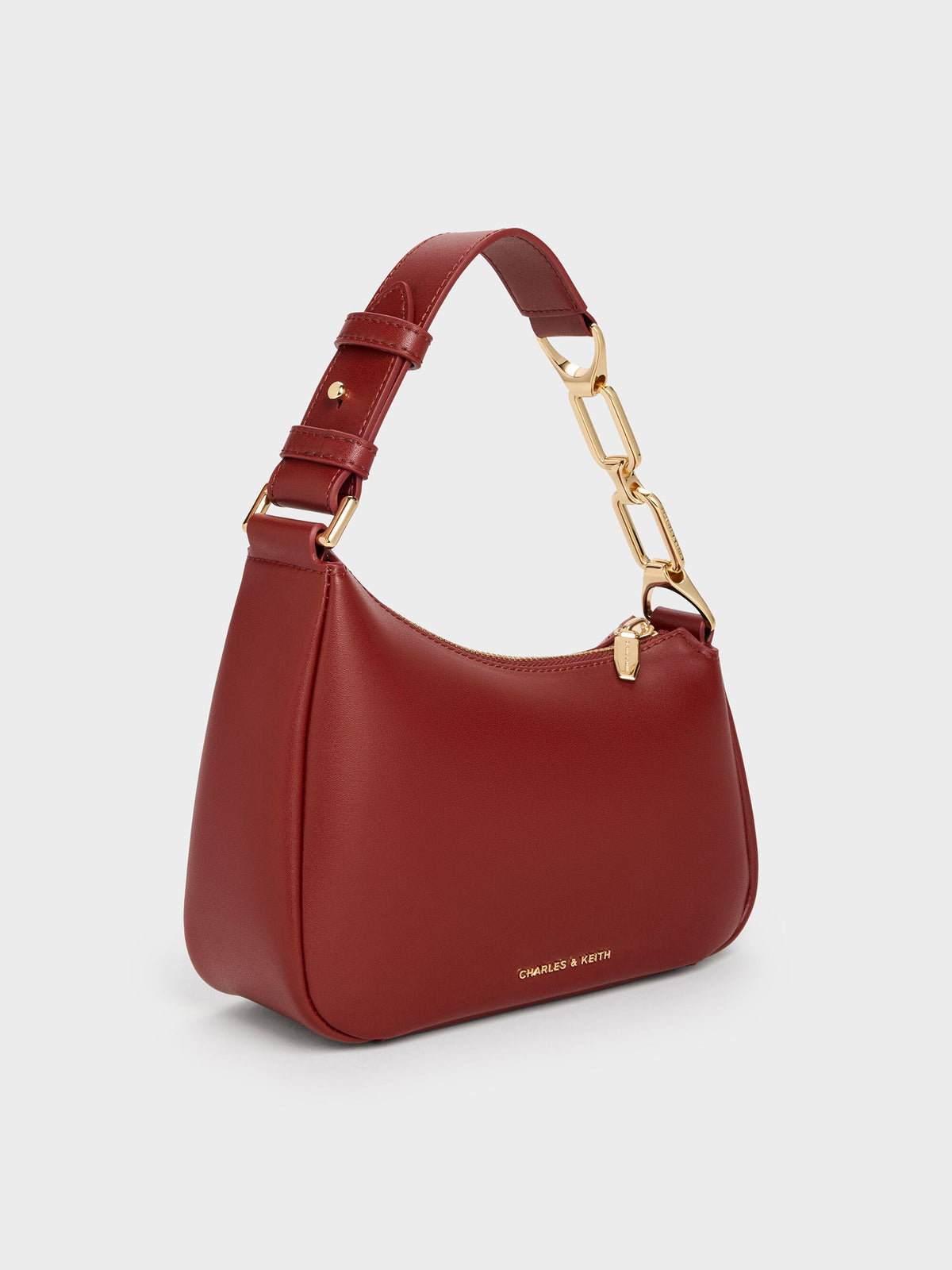 Mini Agatha Chain-Strap Shoulder Bag - Burgundy | CHARLES & KEITH