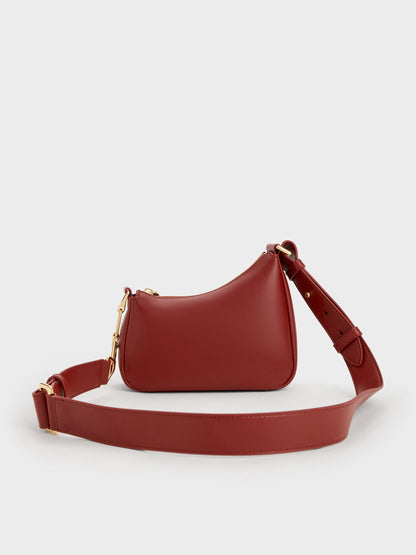 Mini Agatha Chain-Strap Shoulder Bag - Burgundy | CHARLES & KEITH
