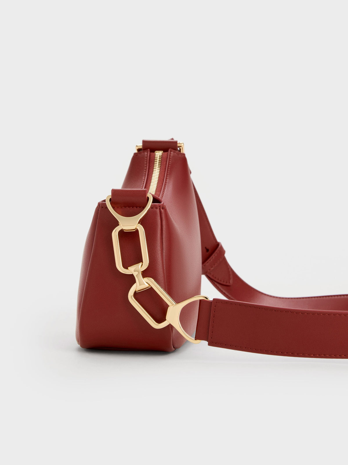 Mini Agatha Chain-Strap Shoulder Bag - Burgundy | CHARLES & KEITH