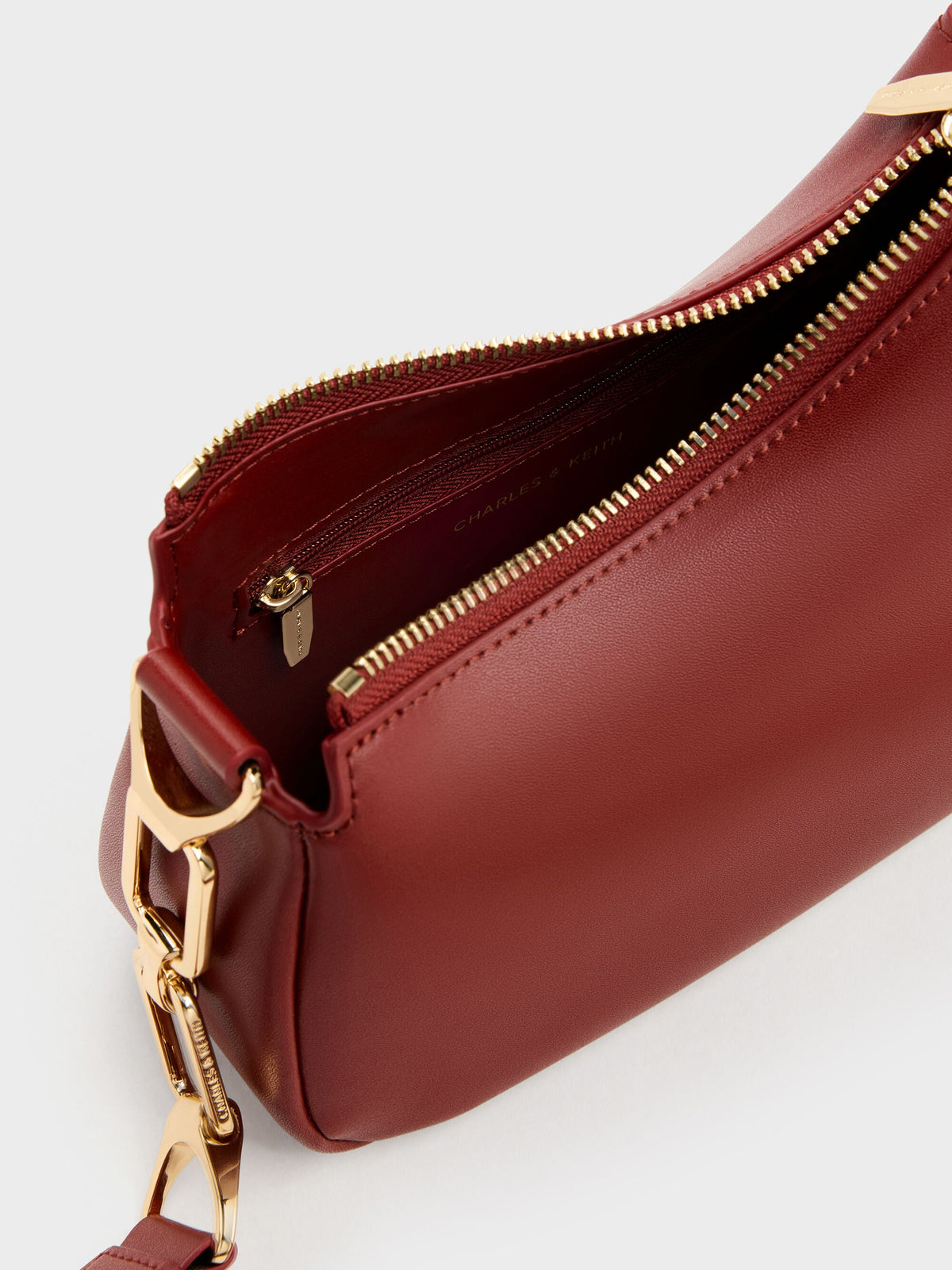 Mini Agatha Chain-Strap Shoulder Bag - Burgundy | CHARLES & KEITH