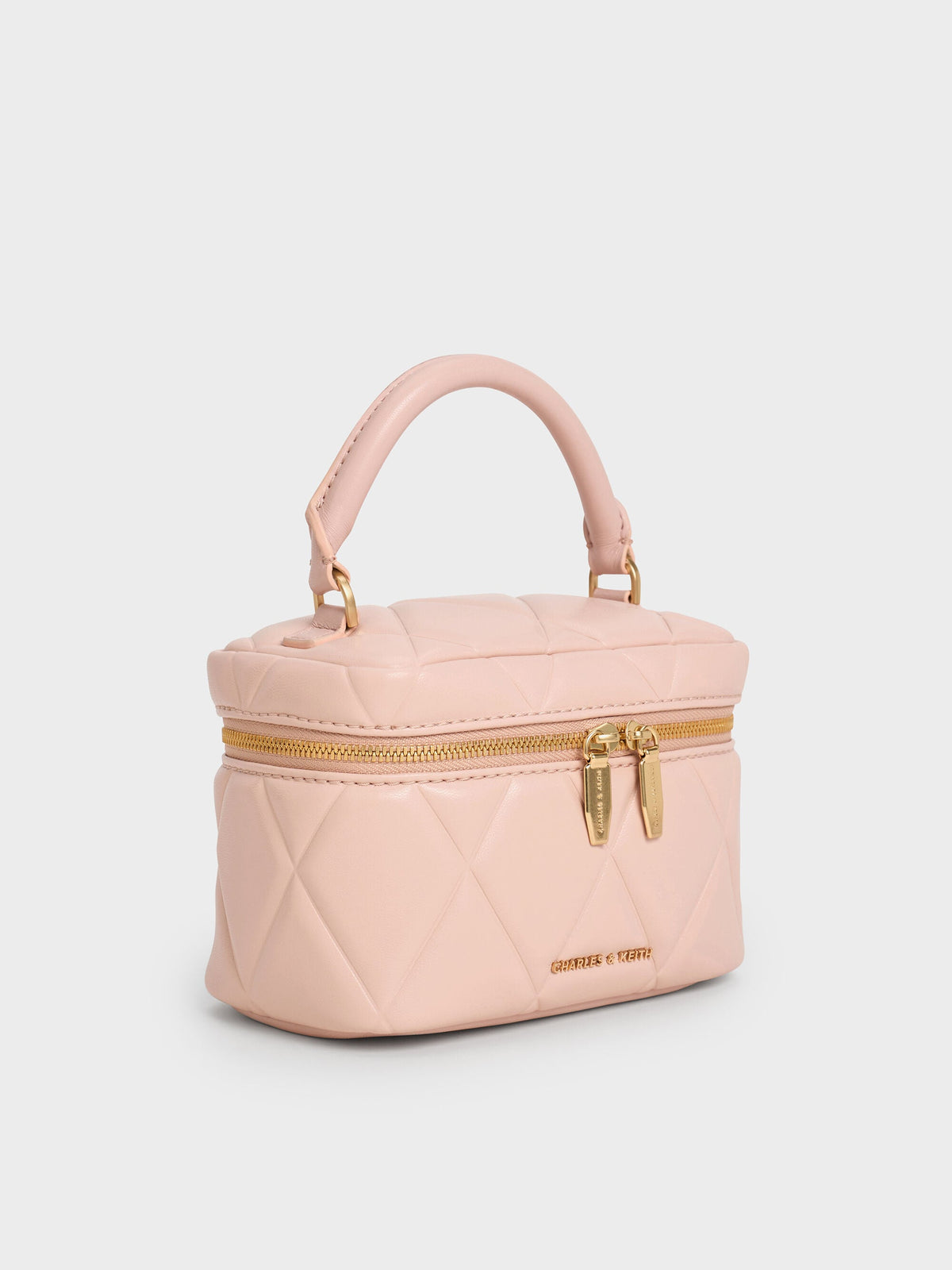 Arwen Quilted Top Handle Vanity Bag - Light Pink | CHARLES & KEITH