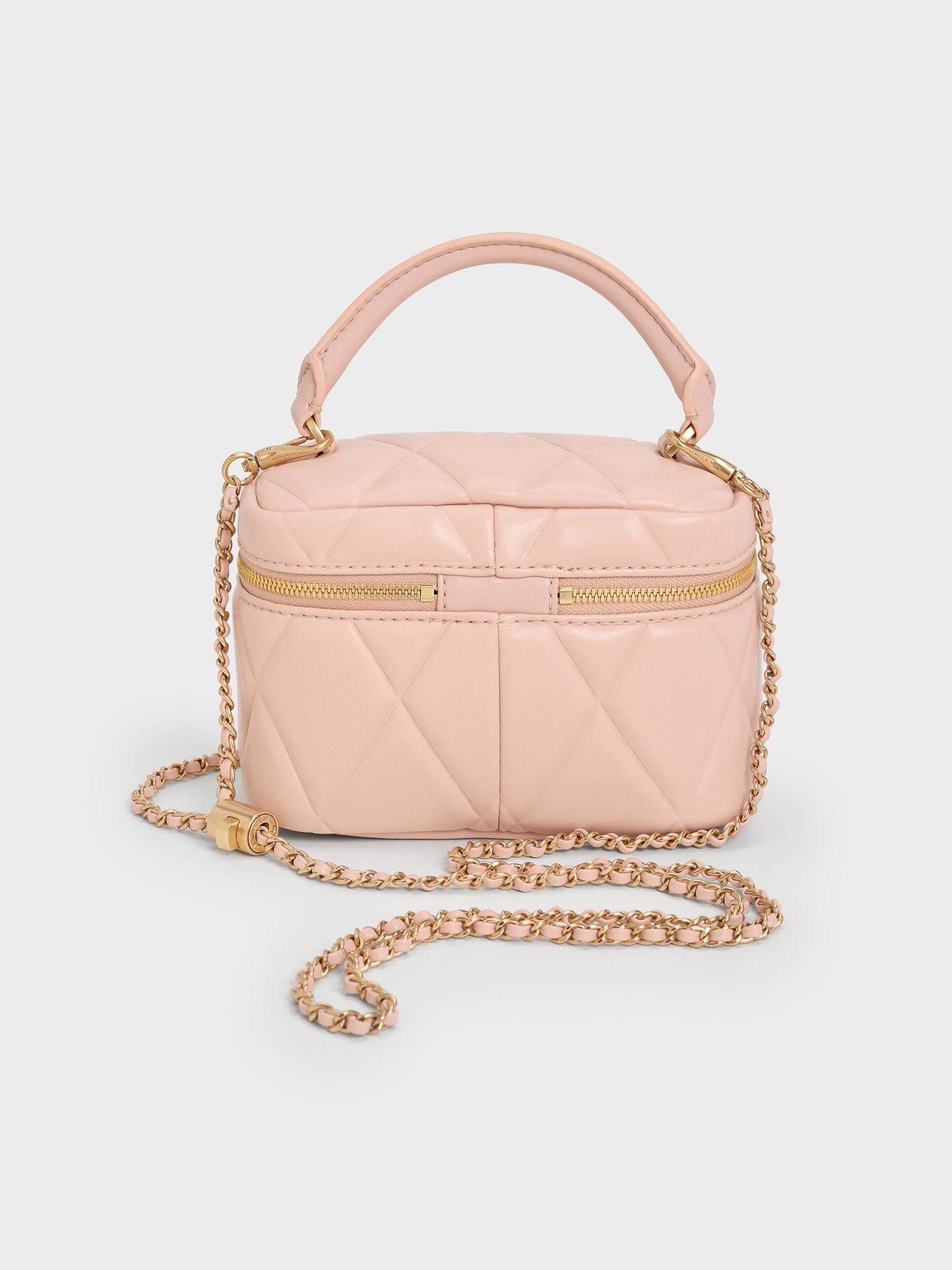 Arwen Quilted Top Handle Vanity Bag - Light Pink | CHARLES & KEITH