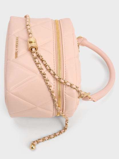 Arwen Quilted Top Handle Vanity Bag - Light Pink | CHARLES & KEITH