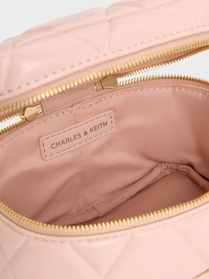 Arwen Quilted Top Handle Vanity Bag - Light Pink | CHARLES & KEITH