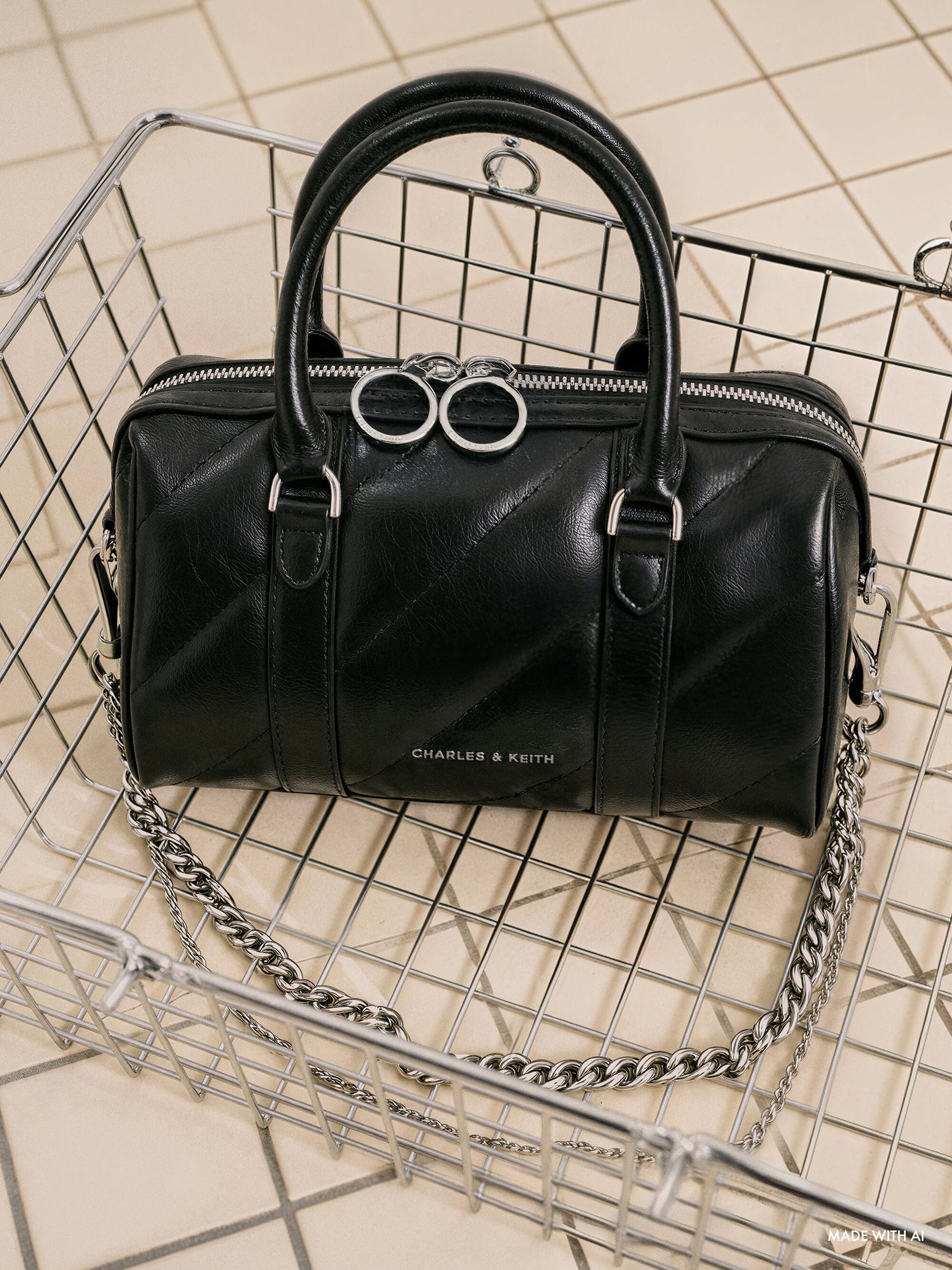 Philomena Bowling Bag - Noir | CHARLES & KEITH