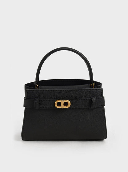 Aubrielle Belted Top Handle Bag - Black | CHARLES & KEITH
