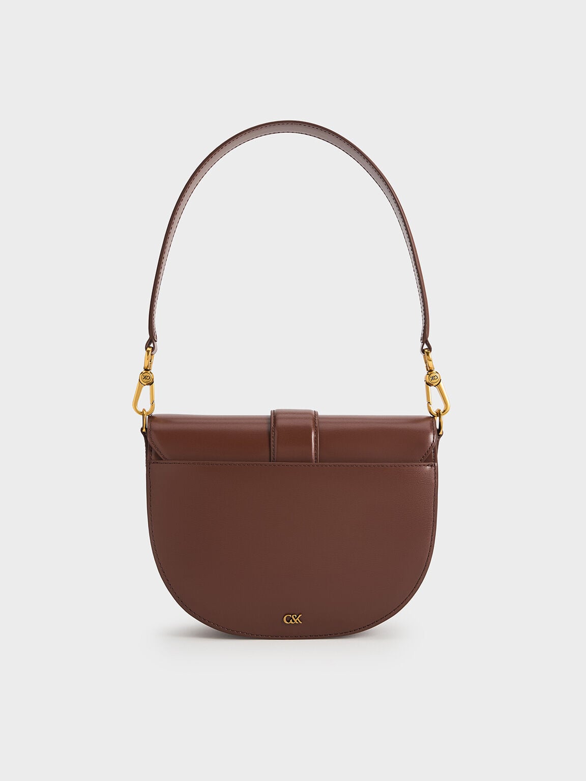 Gabine Leather Saddle Bag - Dark Brown | CHARLES & KEITH