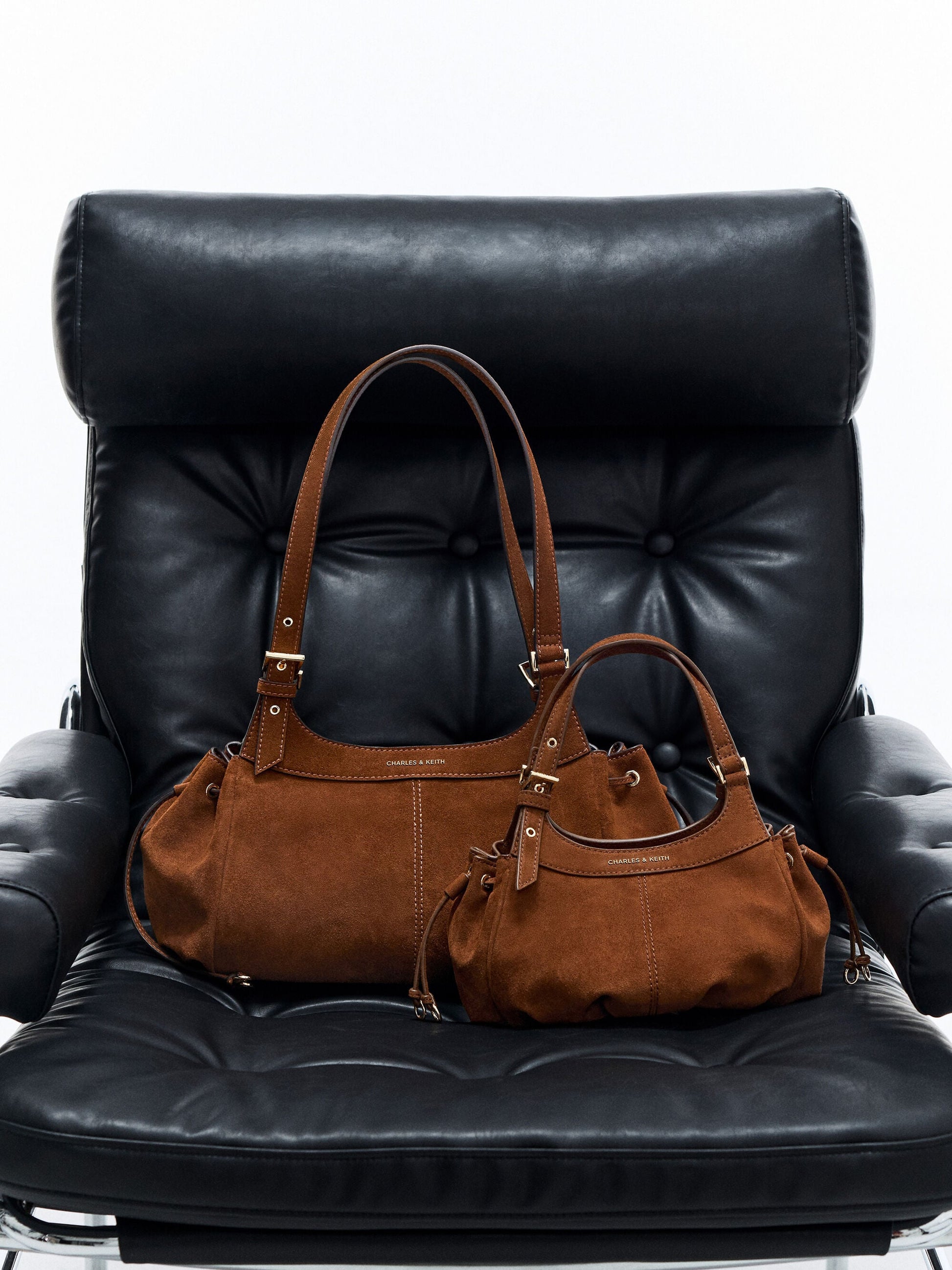 Mini Lillith Drawstring Bucket Bag - Pecan Brown | CHARLES & KEITH