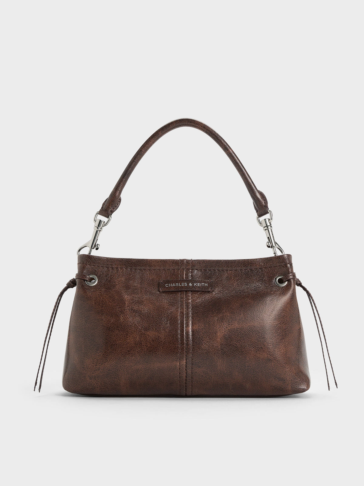 Noane Top Handle Bag - Distressed Coffee | CHARLES & KEITH