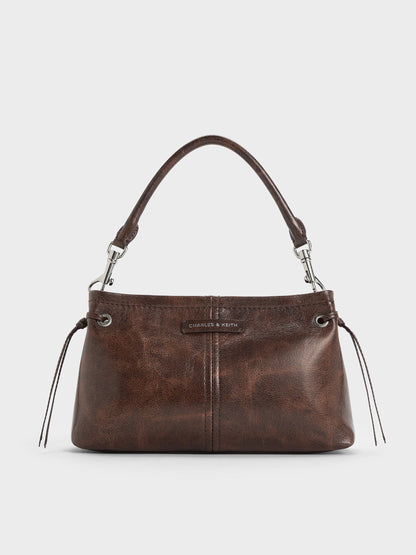 Noane Top Handle Bag - Distressed Coffee | CHARLES & KEITH
