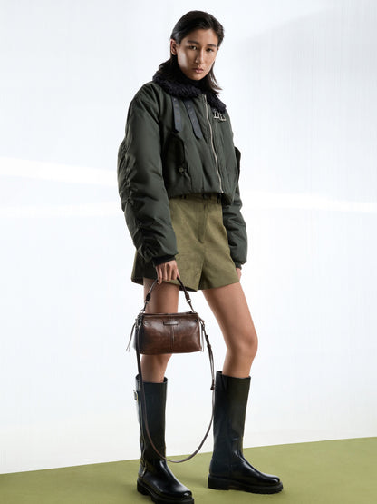 Noane Top Handle Bag - Distressed Coffee | CHARLES & KEITH