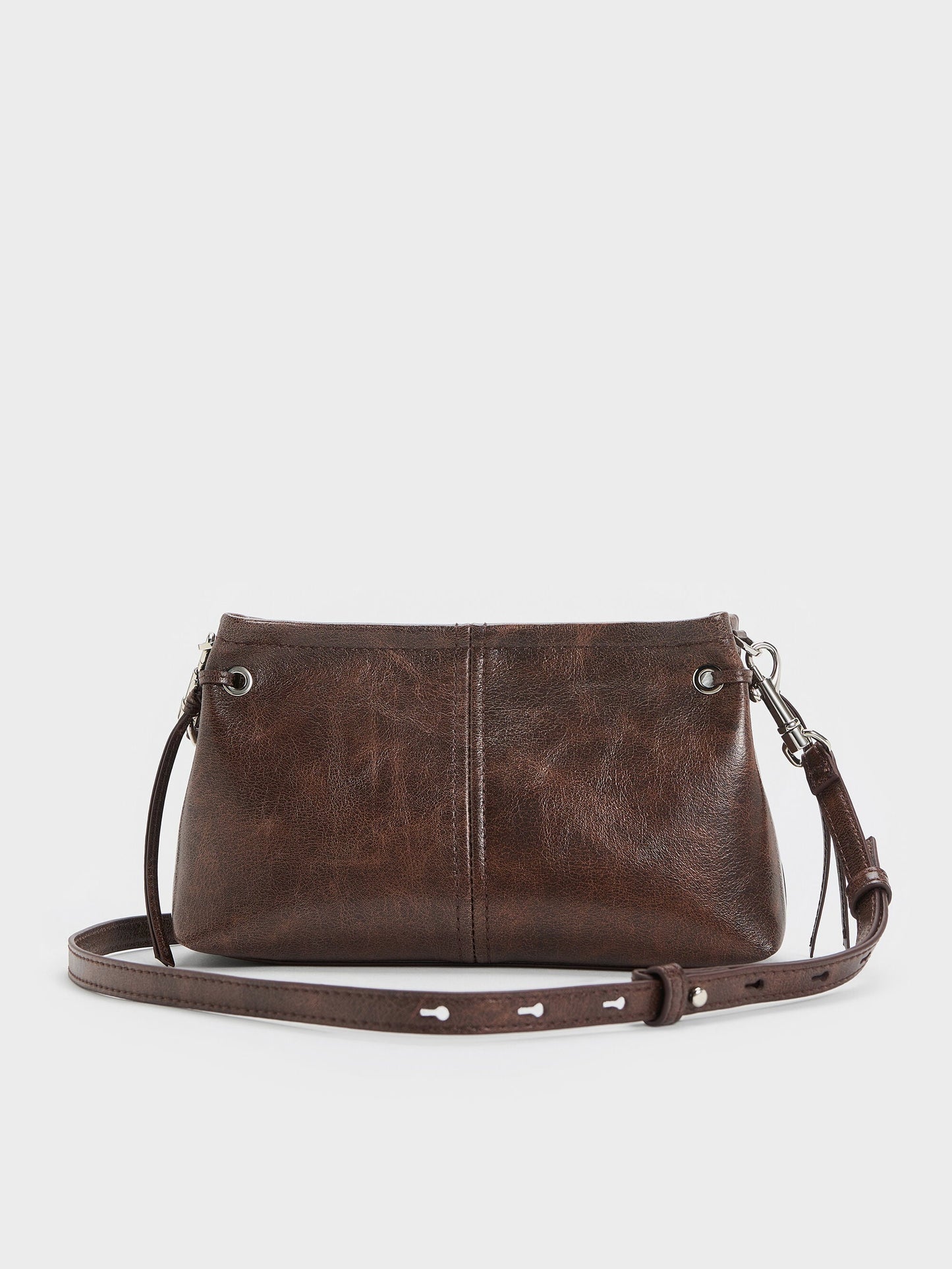Noane Top Handle Bag - Distressed Coffee | CHARLES & KEITH