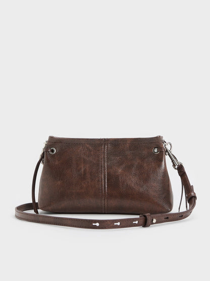 Noane Top Handle Bag - Distressed Coffee | CHARLES & KEITH