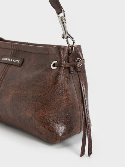 Noane Top Handle Bag - Distressed Coffee | CHARLES & KEITH
