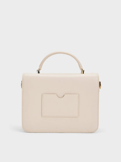 Octavia Front Flap Top Handle Bag - Ivory | CHARLES & KEITH