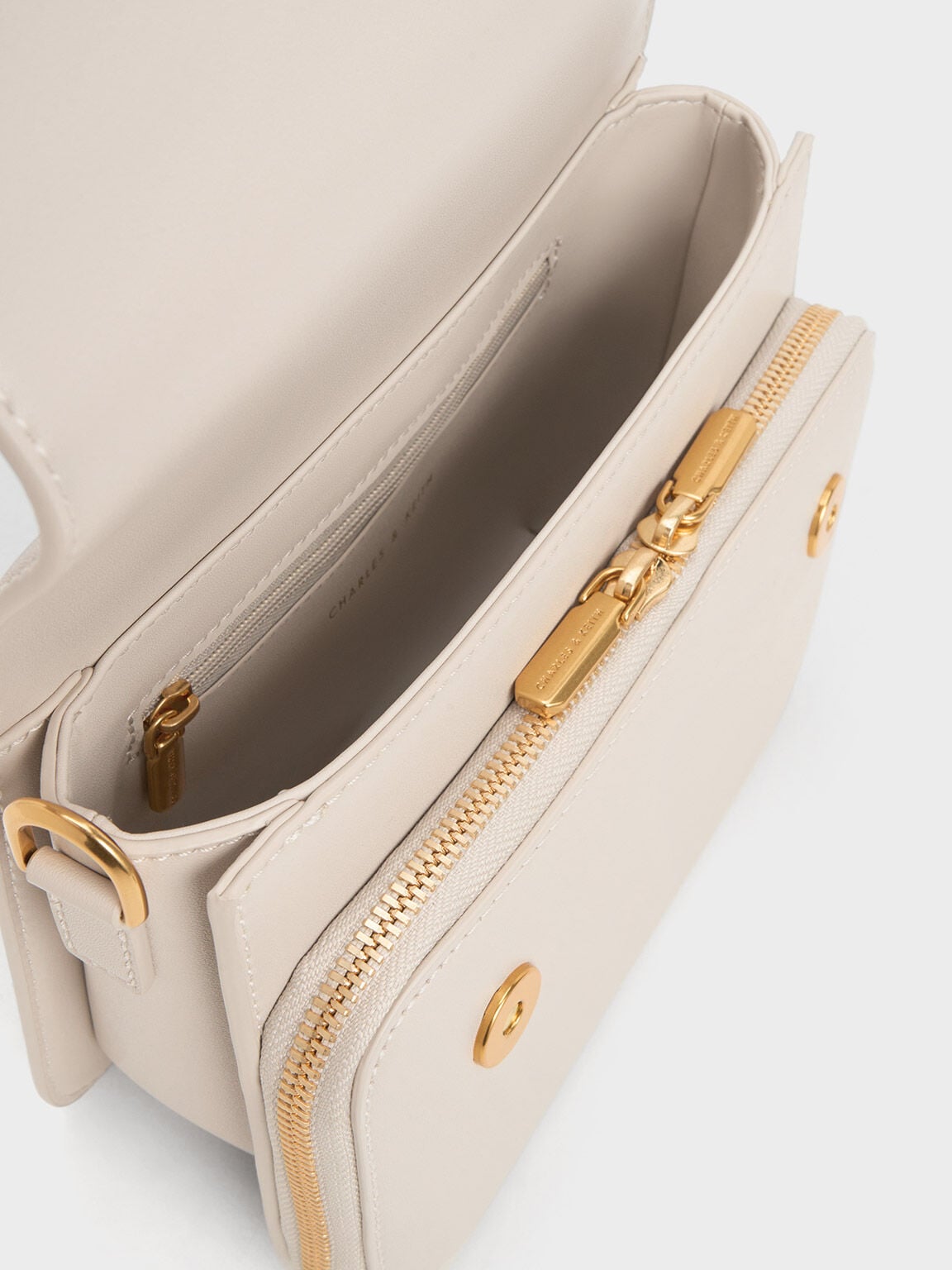 Octavia Front Flap Top Handle Bag - Ivory | CHARLES & KEITH