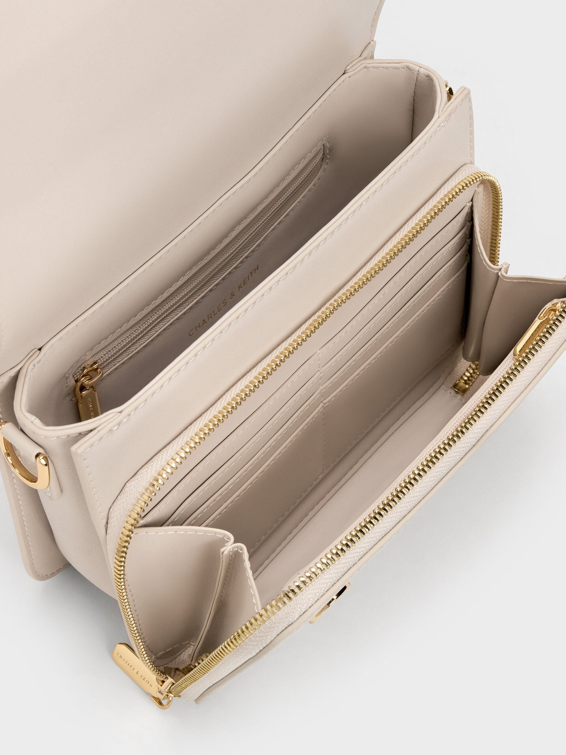 Octavia Front Flap Top Handle Bag - Ivory | CHARLES & KEITH
