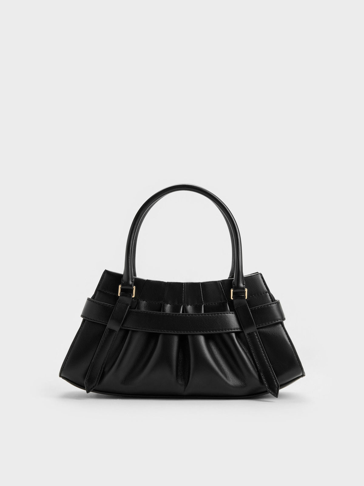 Isolde Belted Ruched Crossbody Bag - Black | CHARLES & KEITH