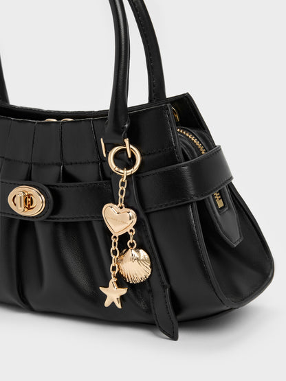 Isolde Belted Ruched Crossbody Bag - Black | CHARLES & KEITH