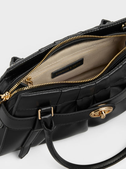 Isolde Belted Ruched Crossbody Bag - Black | CHARLES & KEITH