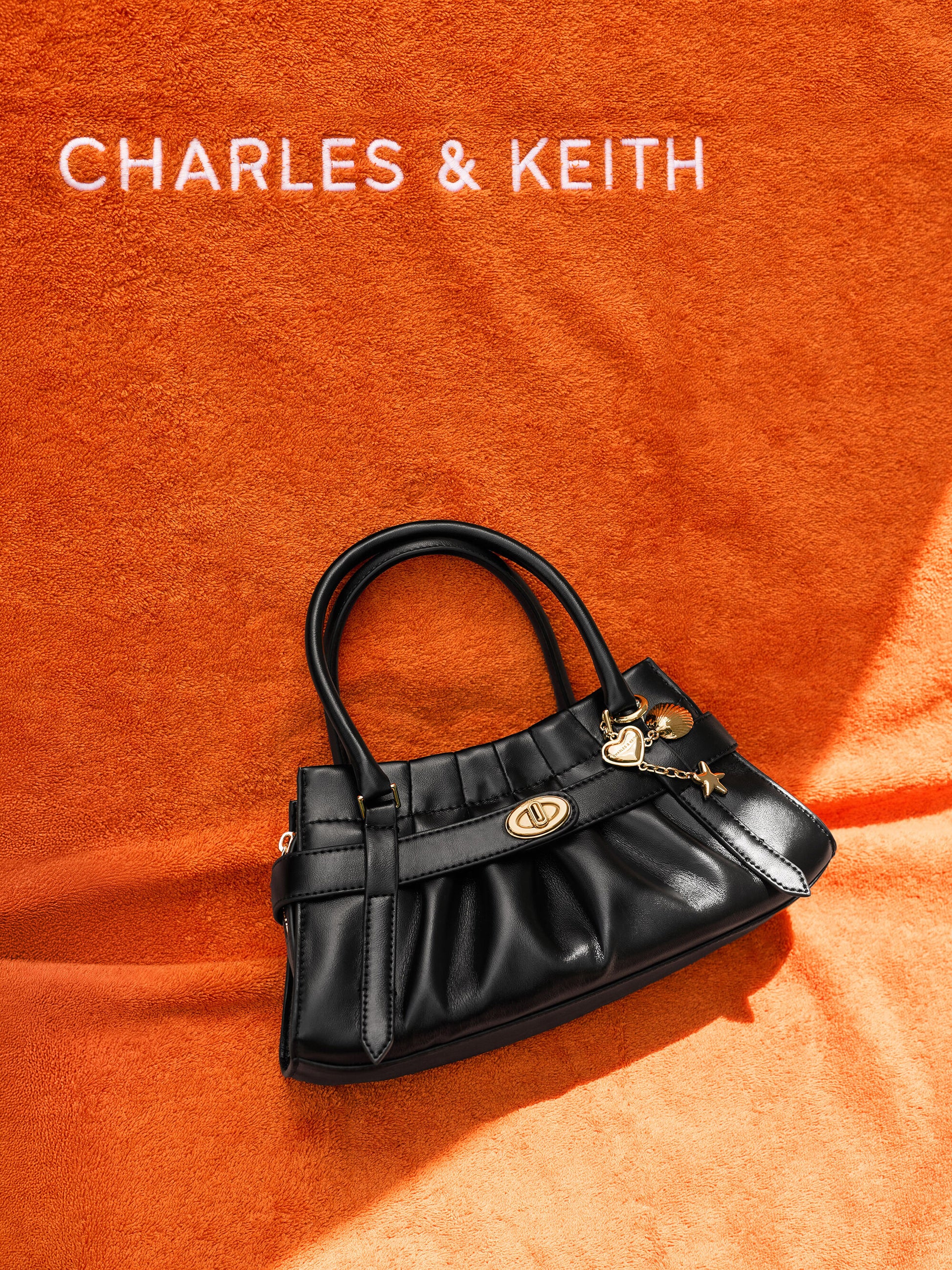 Isolde Belted Ruched Crossbody Bag - Black | CHARLES & KEITH