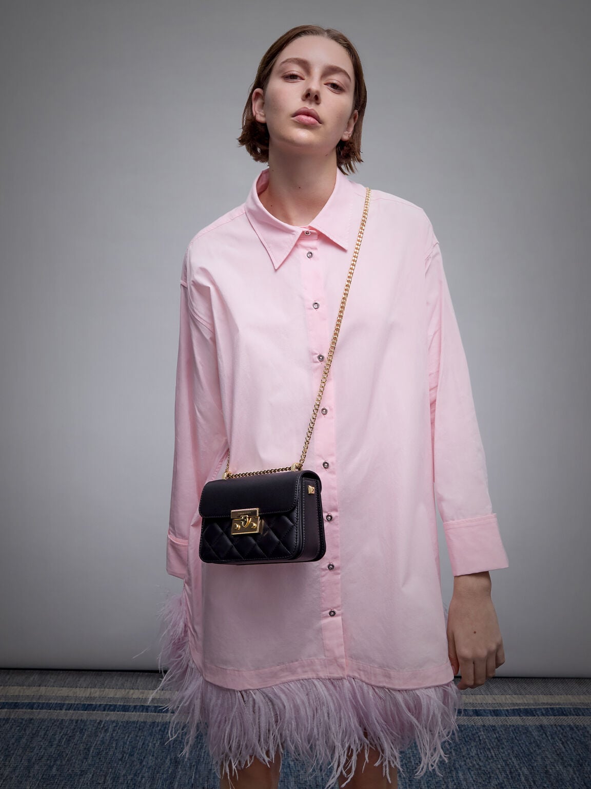 Alva Quilted Chain-Handle Bag - Black | CHARLES & KEITH
