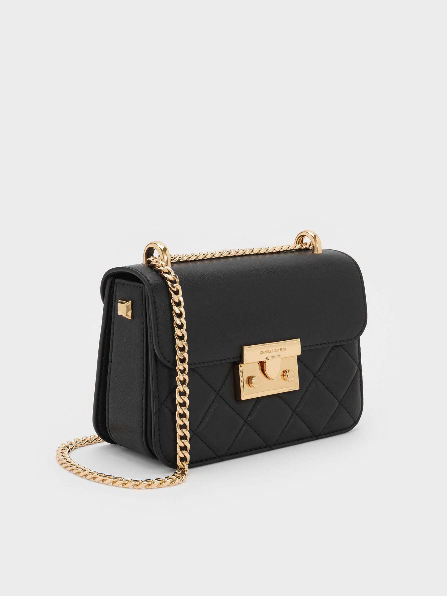 Alva Quilted Chain-Handle Bag - Black | CHARLES & KEITH