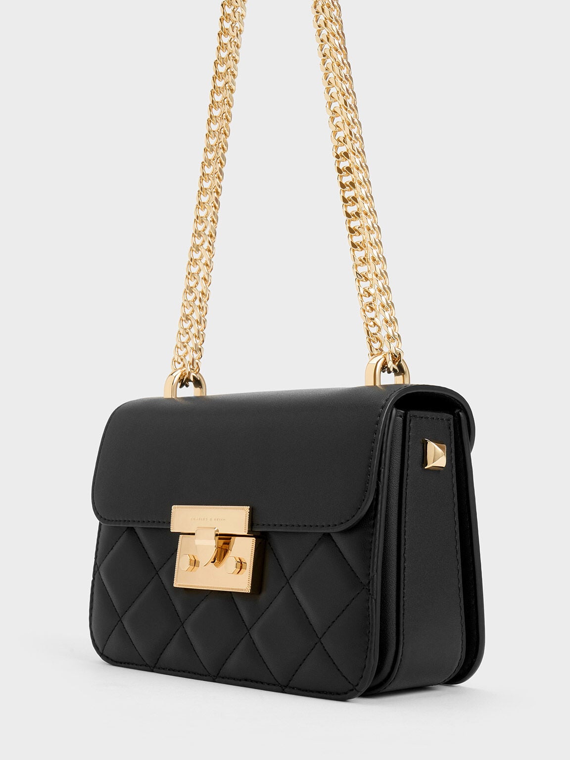 Alva Quilted Chain-Handle Bag - Black | CHARLES & KEITH