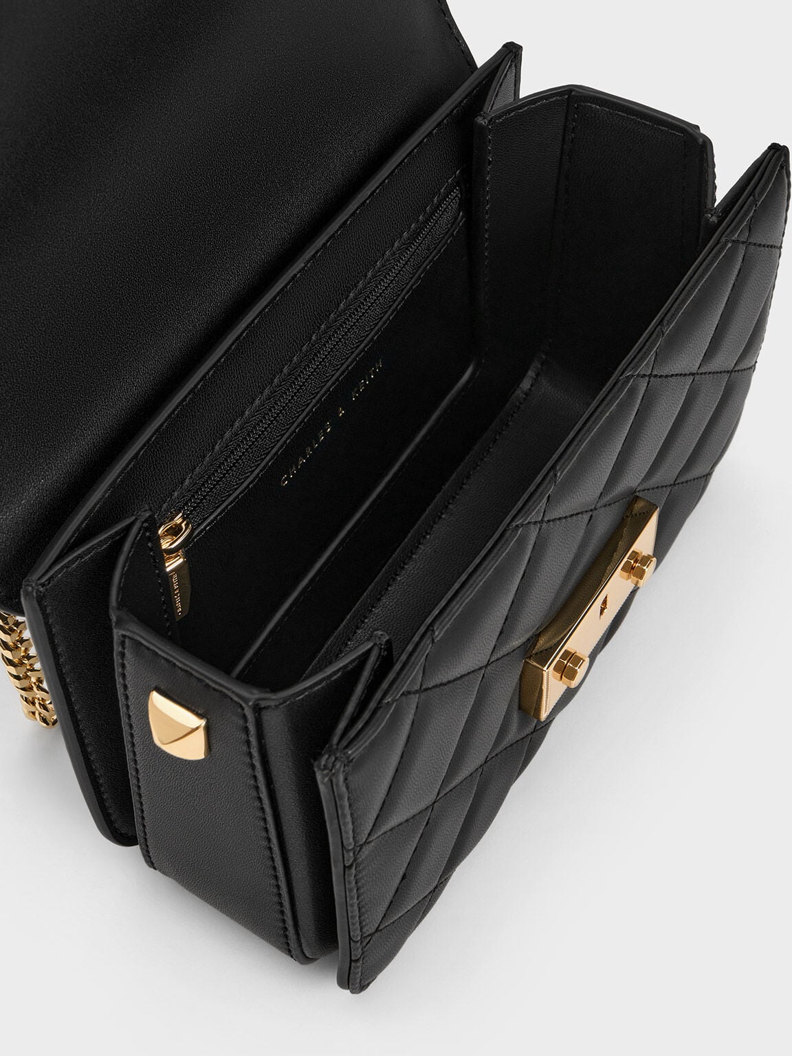 Alva Quilted Chain-Handle Bag - Black | CHARLES & KEITH