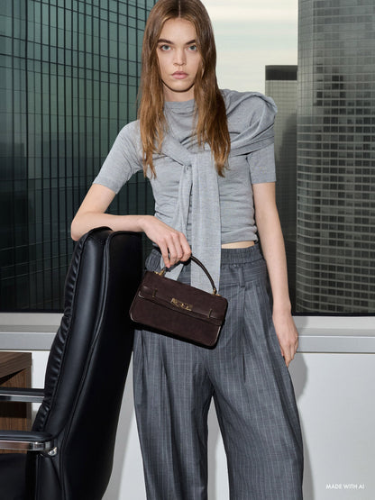 Arlet Belted Top Handle Bag - Espresso Brown | CHARLES & KEITH