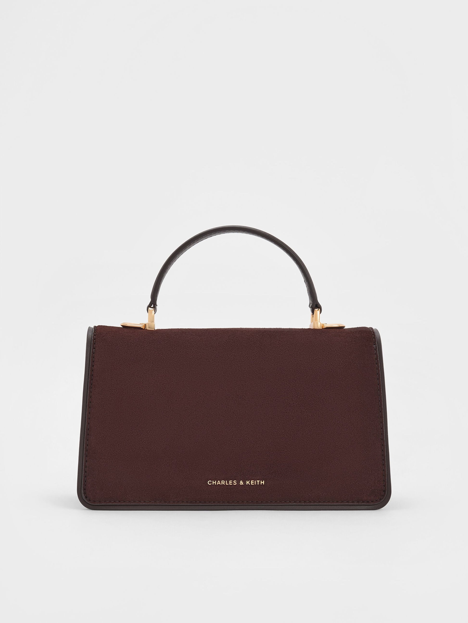 Arlet Belted Top Handle Bag - Espresso Brown | CHARLES & KEITH