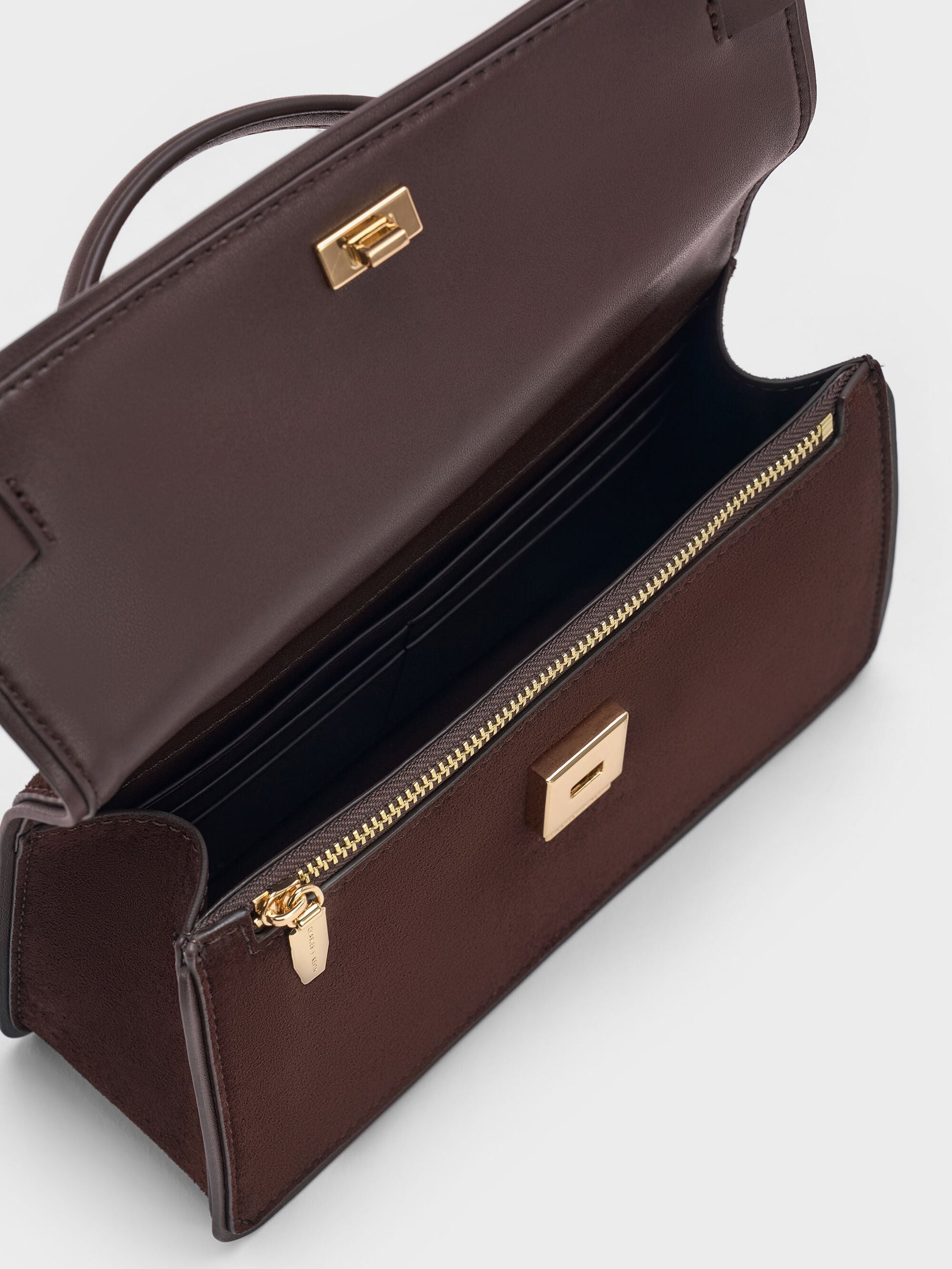 Arlet Belted Top Handle Bag - Espresso Brown | CHARLES & KEITH