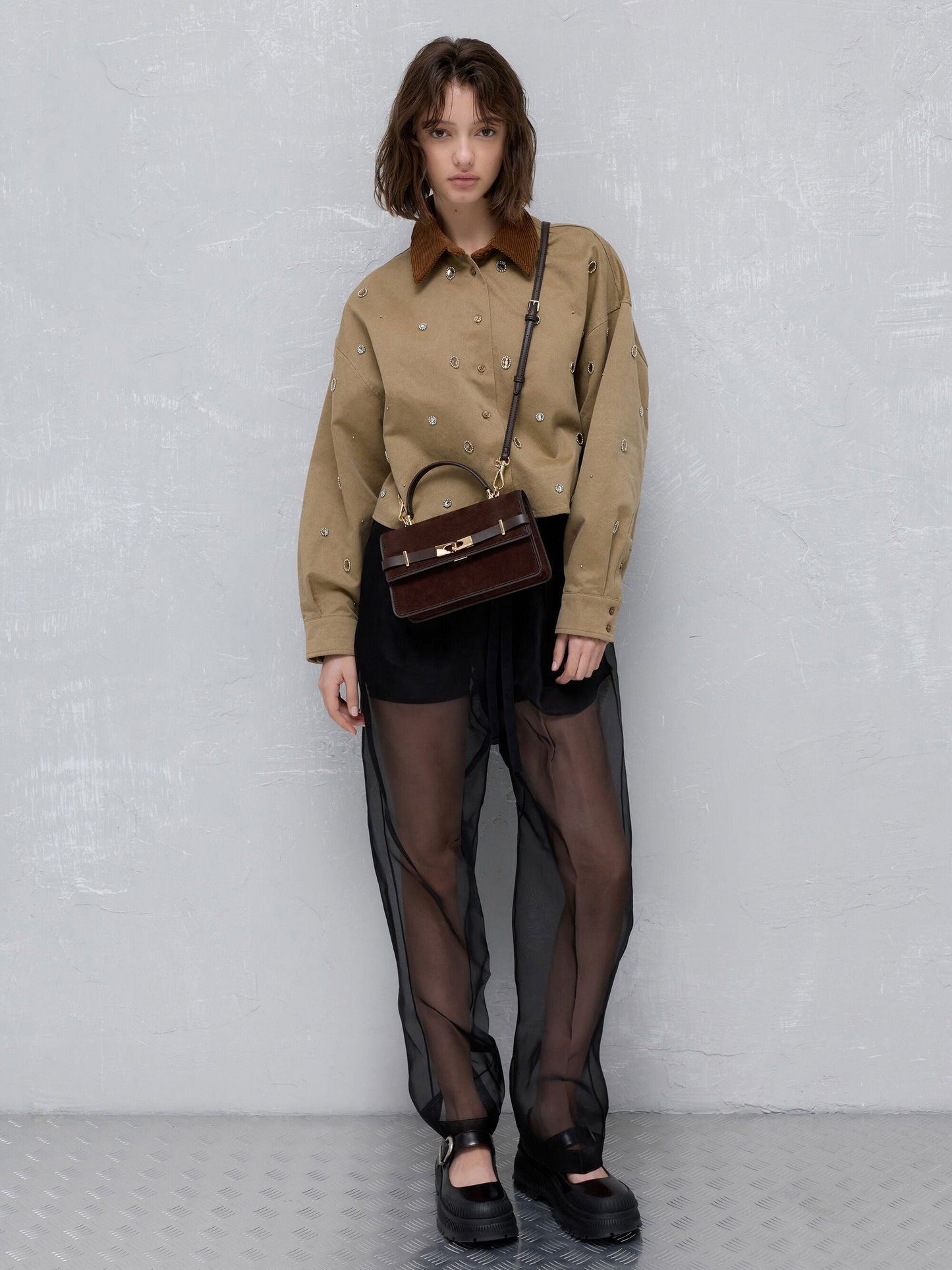 Arlet Belted Top Handle Bag - Espresso Brown | CHARLES & KEITH