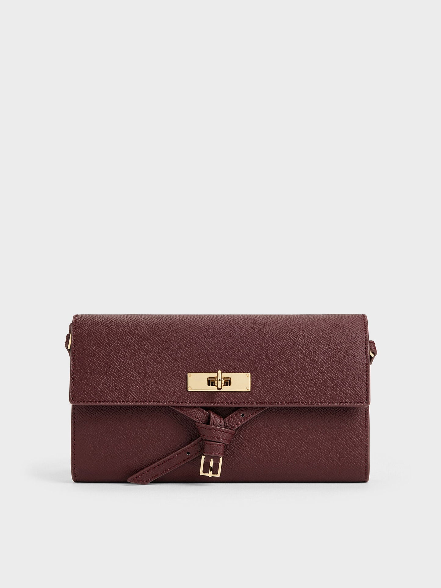 Tricha Knotted-Belt Crossbody Bag - Wineberry Red | CHARLES & KEITH