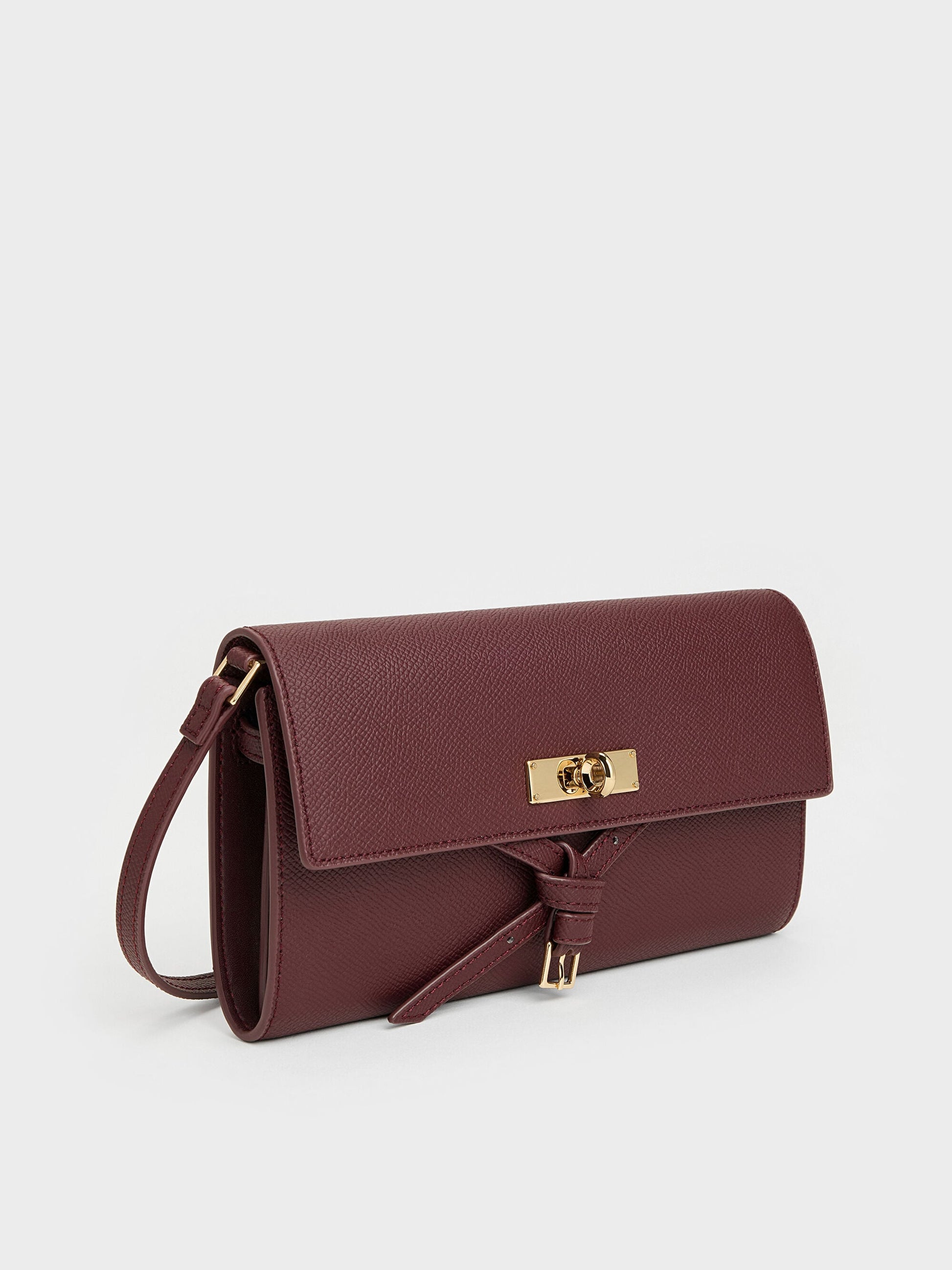 Tricha Knotted-Belt Crossbody Bag - Wineberry Red | CHARLES & KEITH