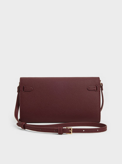 Tricha Knotted-Belt Crossbody Bag - Wineberry Red | CHARLES & KEITH
