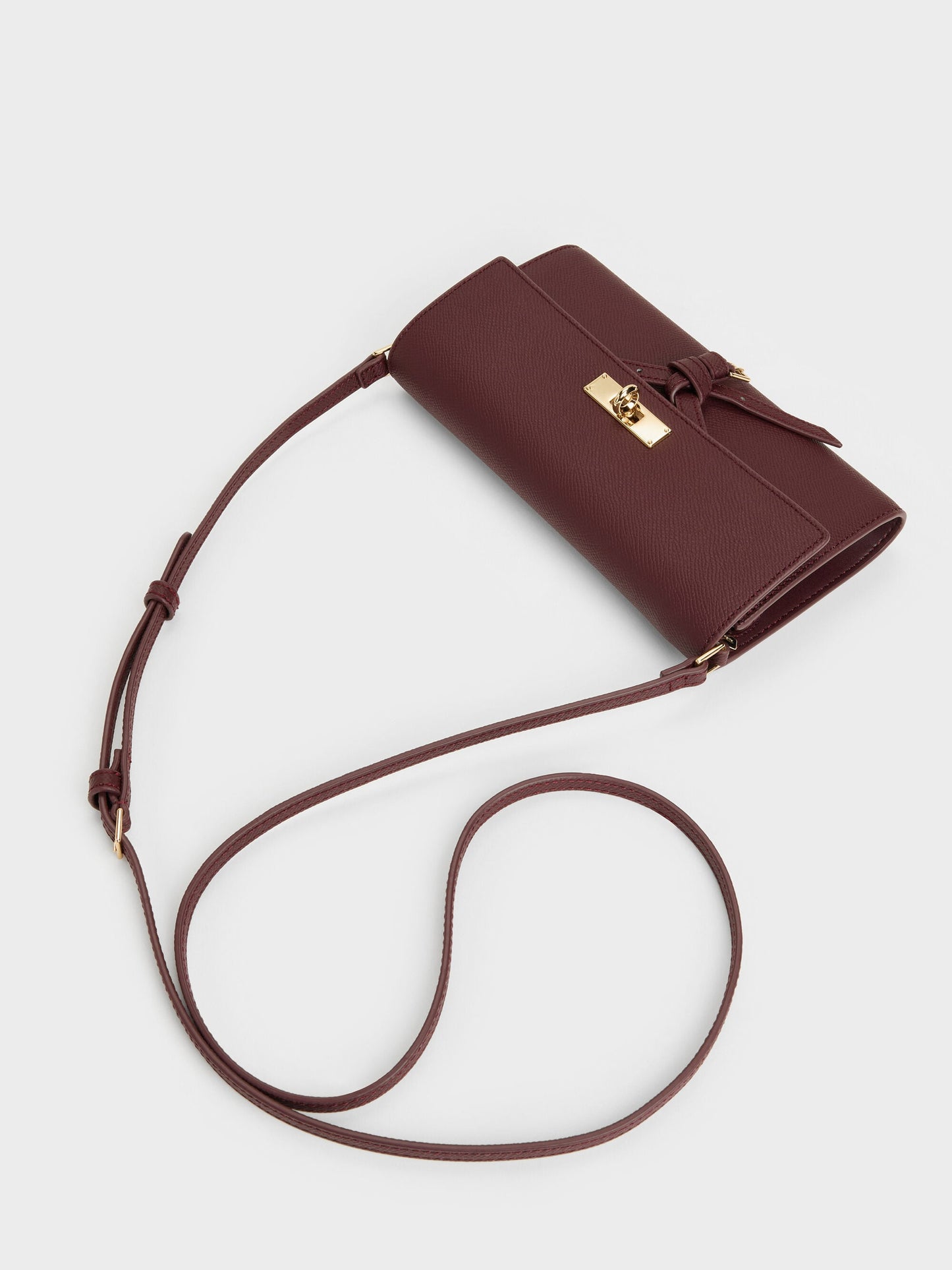 Tricha Knotted-Belt Crossbody Bag - Wineberry Red | CHARLES & KEITH