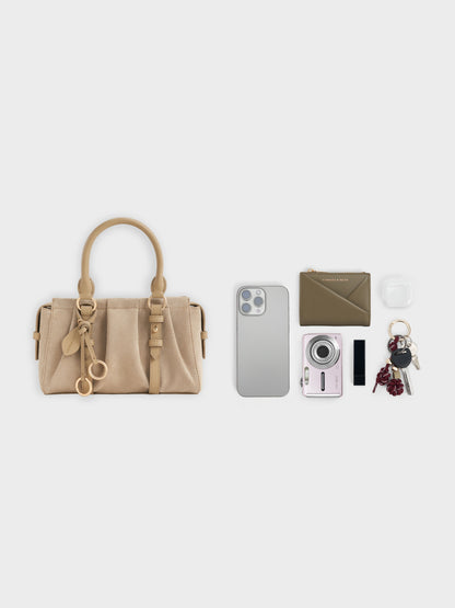 Britton Top Handle Tote Bag - Nutmeg Beige | CHARLES & KEITH