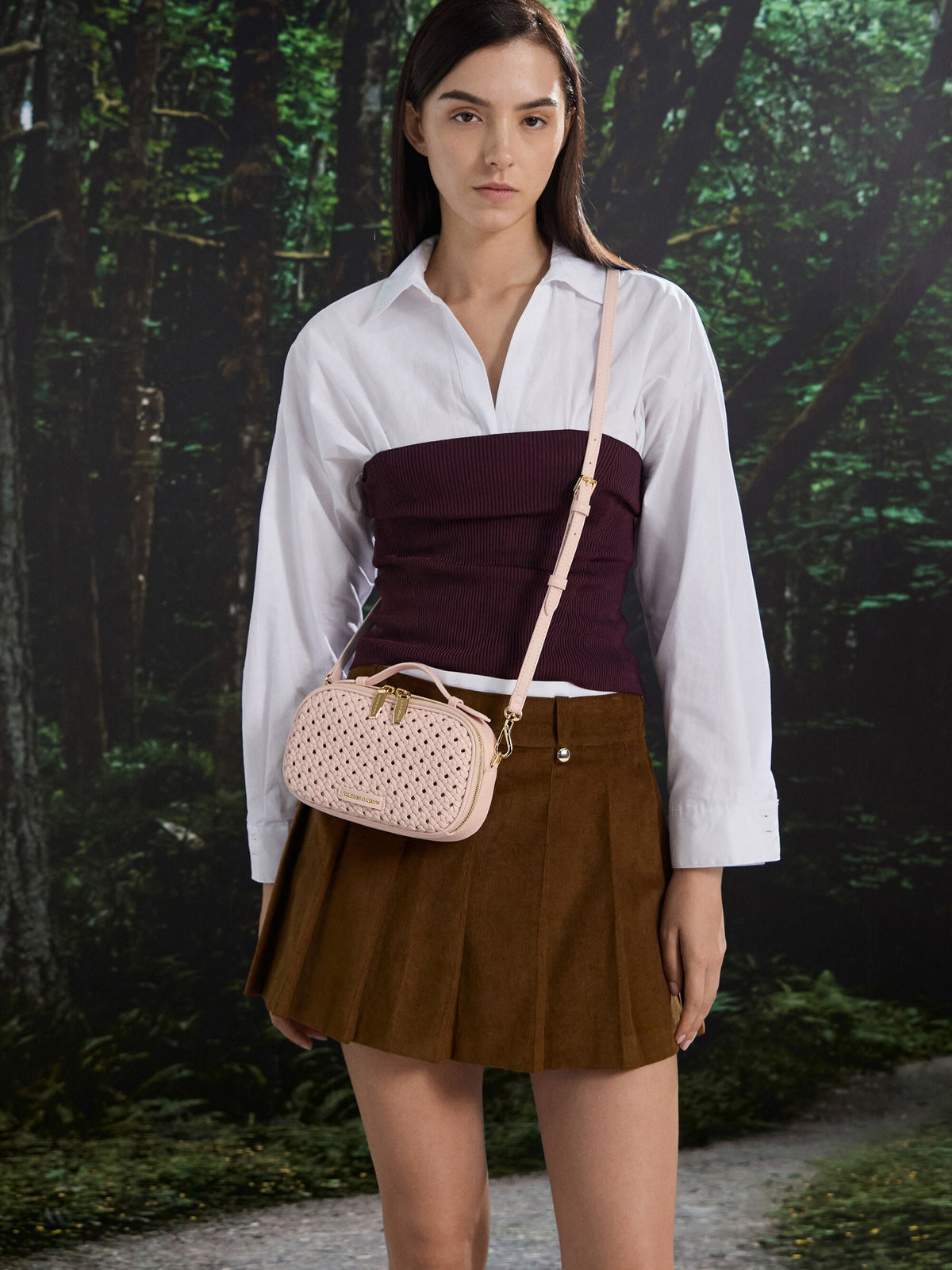 Azure Woven Crossbody Bag - Soft Pink | CHARLES & KEITH