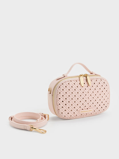 Azure Woven Crossbody Bag - Soft Pink | CHARLES & KEITH