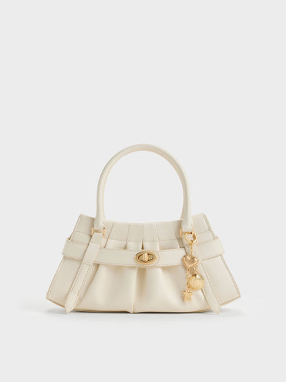 Isolde Belted Ruched Crossbody Bag - Cream | CHARLES & KEITH