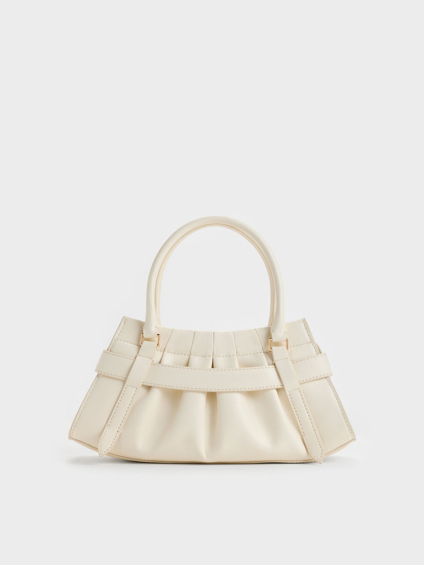 Isolde Belted Ruched Crossbody Bag - Cream | CHARLES & KEITH
