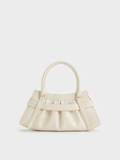 Isolde Belted Ruched Crossbody Bag - Cream | CHARLES & KEITH